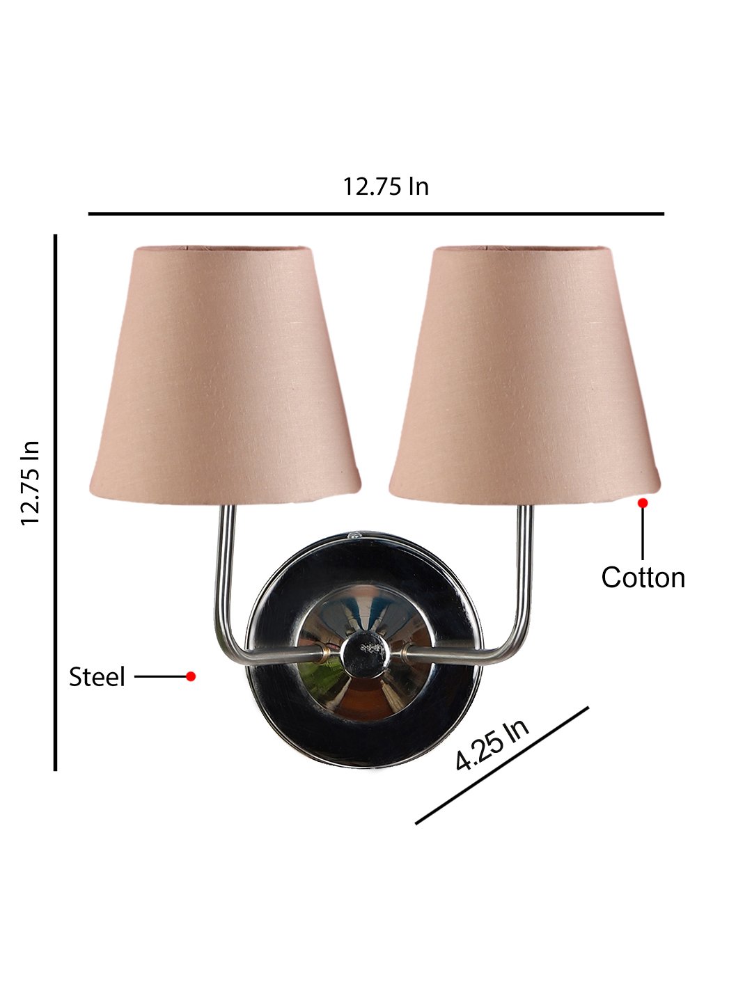 Ambika Home Dual Off White Cotton Wall Mounted Lamp with Steel Base Decorative Wall Lamp for Living Room, Bedroom & Hallway - Image 8