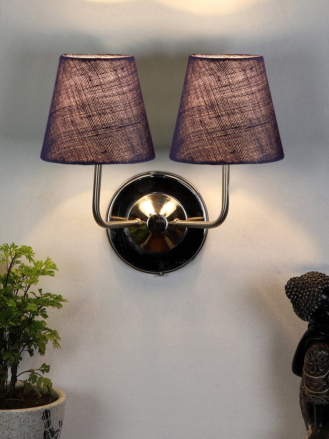Ambika Home Dual Off White Cotton Wall Mounted Lamp with Steel Base Decorative Wall Lamp for Living Room, Bedroom & Hallway - Image 11