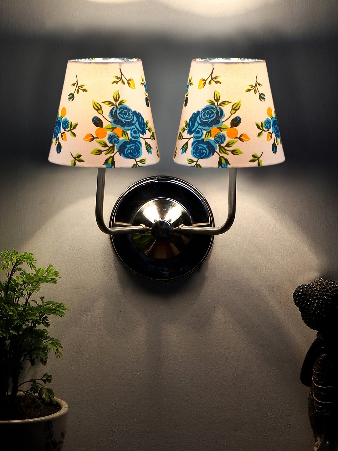 Ambika Home Dual Off White Cotton Wall Mounted Lamp with Steel Base Decorative Wall Lamp for Living Room, Bedroom & Hallway - Image 13