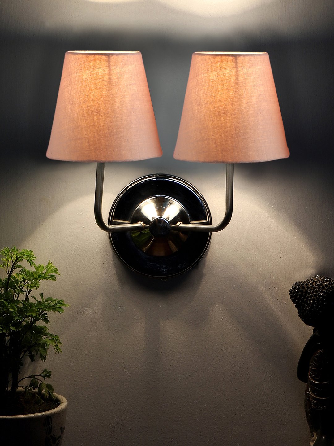 Ambika Home Dual Off White Cotton Wall Mounted Lamp with Steel Base Decorative Wall Lamp for Living Room, Bedroom & Hallway - Image 13