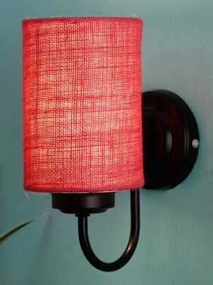 Ambika Home Pink Jute Wall Mounted Lamp Iron Base Decorative Wall Lamp for Living Room, Bedroom & Hallway
