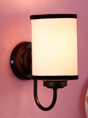Ambika Home White & Black cotton Wall mounted Lamp Iron Base Decorative Wall Lamp for Living Room, Bedroom & Hallway