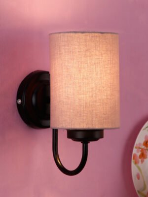 Ambika Home Grey cotton Wall mounted Lamp Iron Base Decorative Wall Lamp for Living Room, Bedroom & Hallway