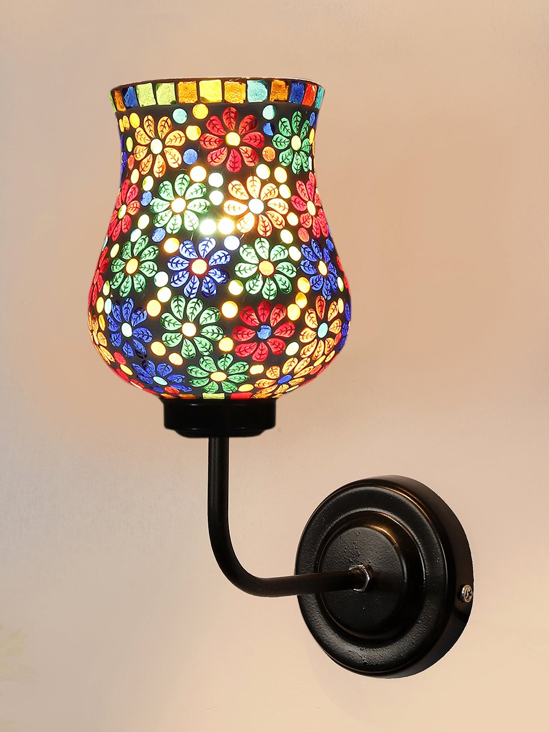 Ambika Home Multicolor Mosaic Glass shade wall mounted lamp with iron base Decorative Wall Lamp for Living Room, Bedroom & Hallway - Image 6