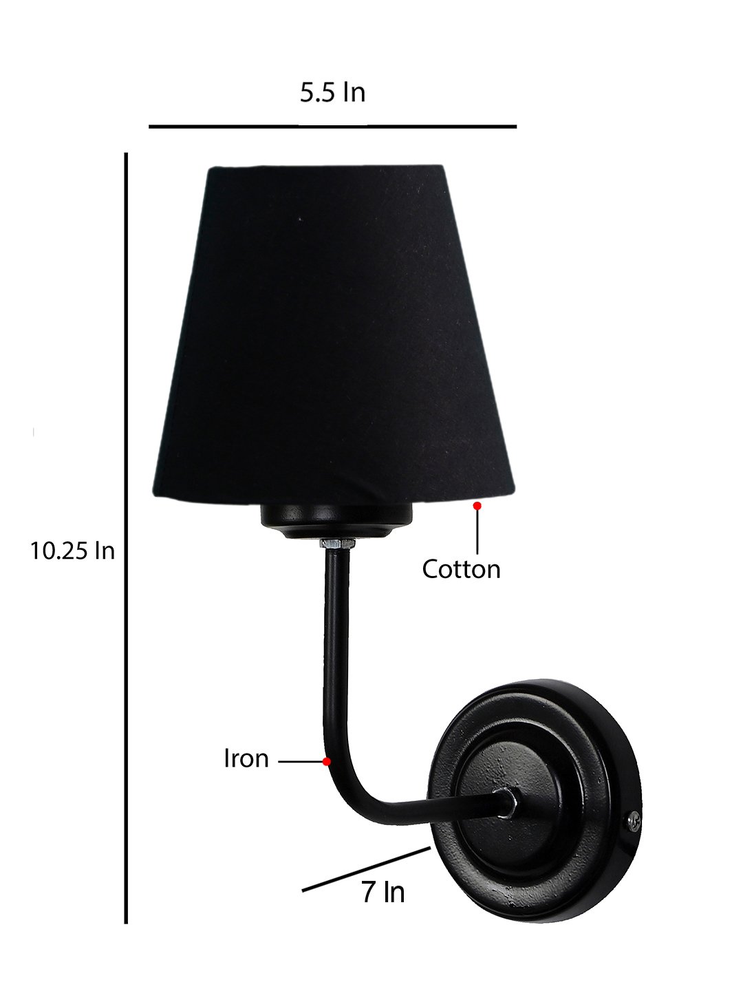 Ambika Home Black cotton Wall mounted Lamp with Iron Base Decorative Wall Lamp for Living Room, Bedroom & Hallway - Image 6