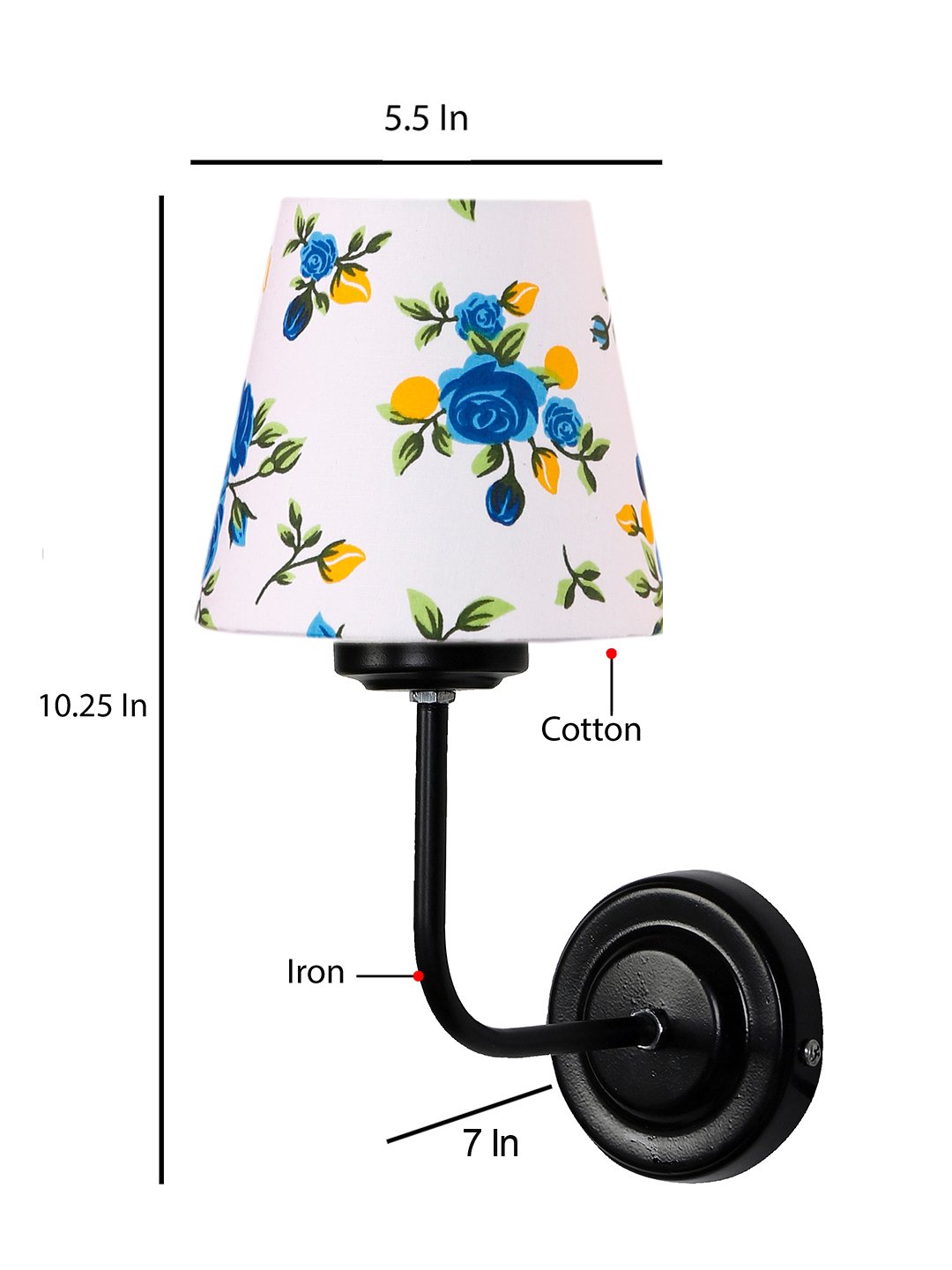 Ambika Home Multicolor cotton shade wall mounted lamp with iron base Decorative Wall Lamp for Living Room, Bedroom & Hallway - Image 6