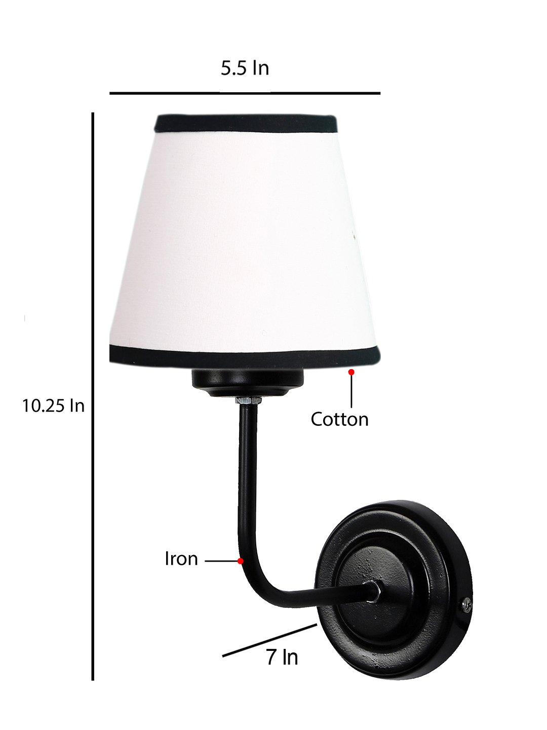 Ambika Home White & Black cotton Wall mounted Lamp Iron Base Decorative Wall Lamp for Living Room, Bedroom & Hallway - Image 6