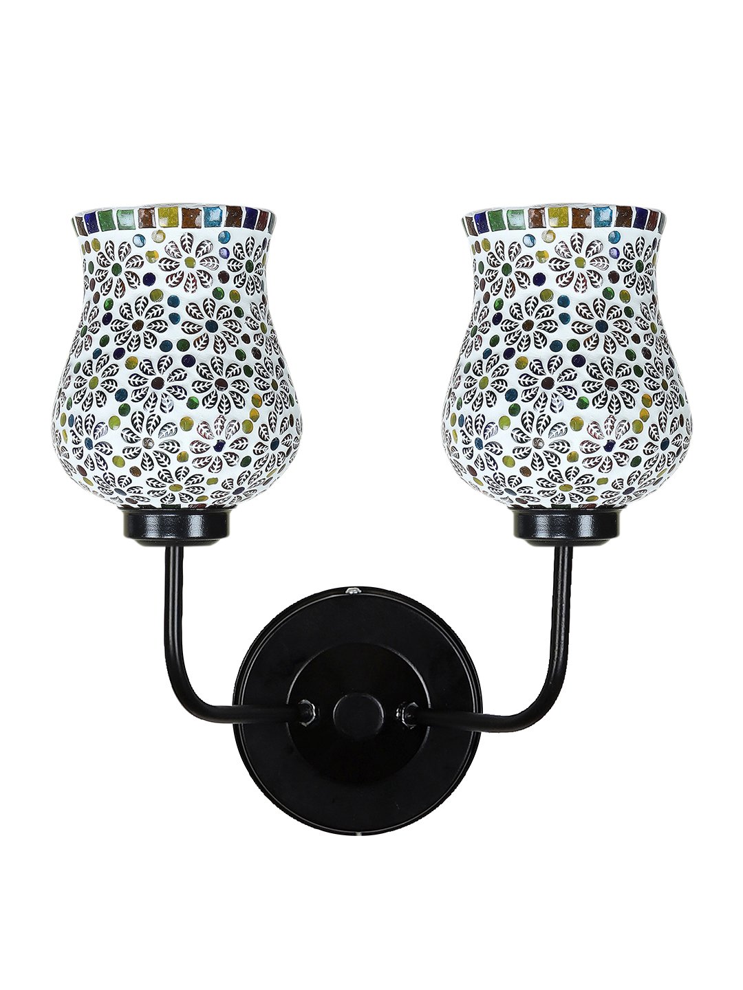 Ambika Home Dual Multicolor Mosaic Glass Wall Mounted Lamp with Iron Base Decorative Wall Lamp for Living Room, Bedroom & Hallway - Image 8
