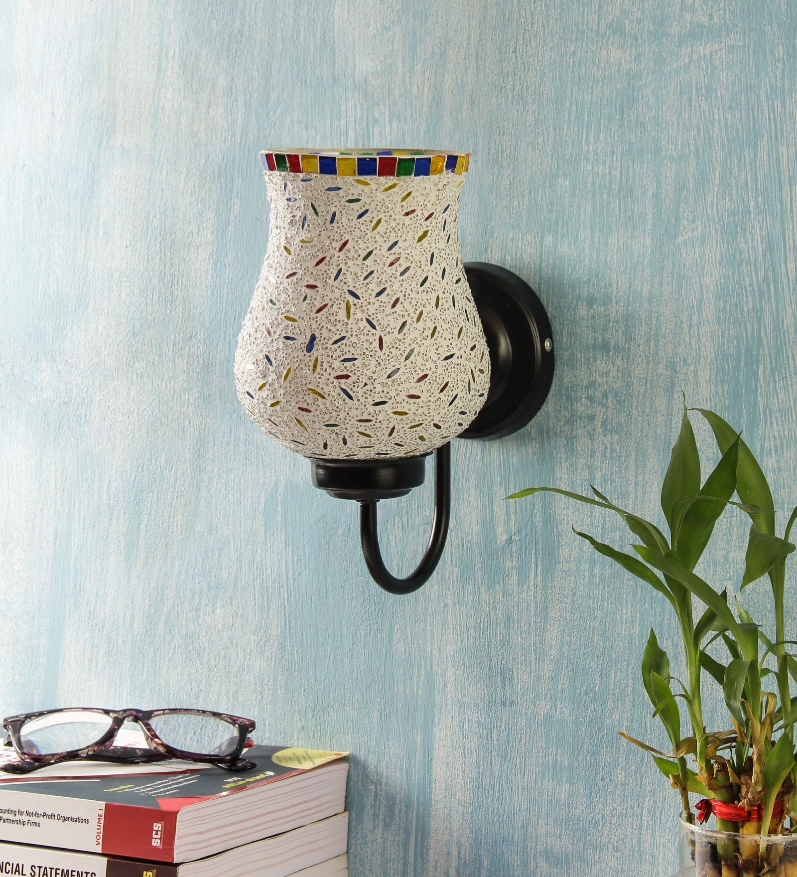 Ambika Home Single Wall Mounted Lamp with Mosaic Glass Decorative Wall Lamp for Living Room, Bedroom & Hallway - Image 2