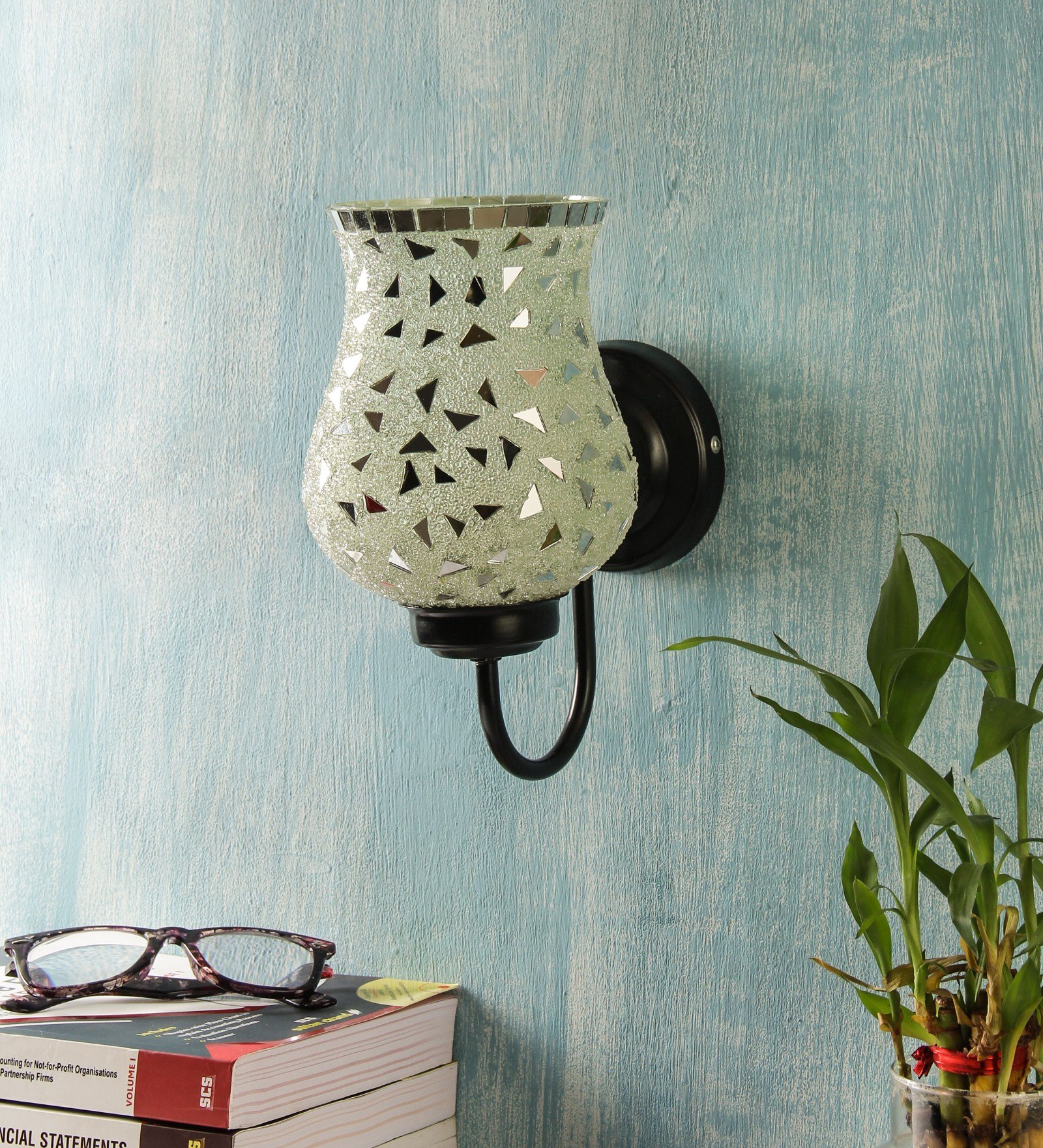 Ambika Home Single Wall Mounted Lamp with Mosaic Glass Decorative Wall Lamp for Living Room, Bedroom & Hallway - Image 2