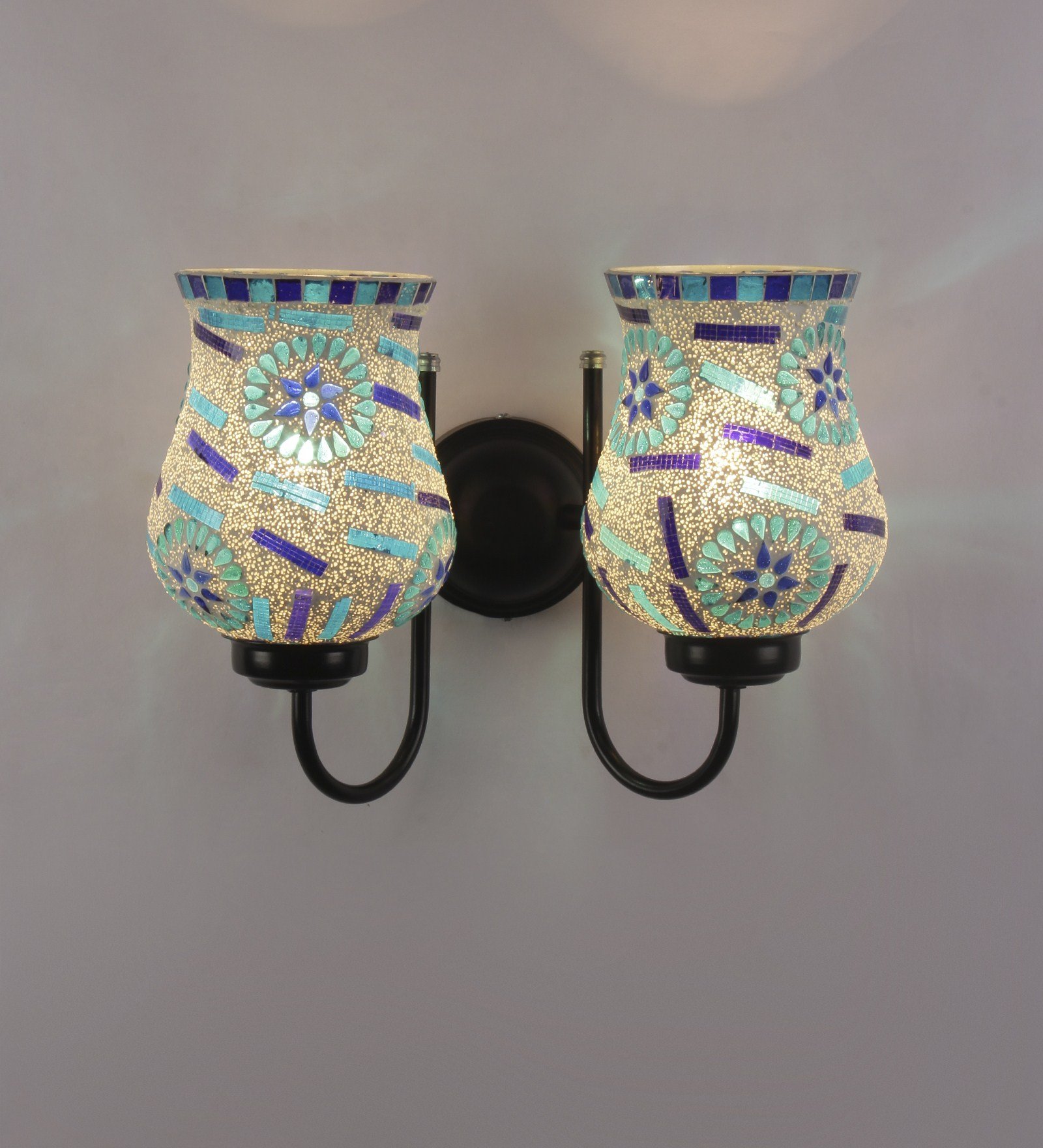 Ambika Home Dual wall Mounted Lamp with Mosaic Glass Decorative Wall Lamp for Living Room, Bedroom & Hallway - Image 4