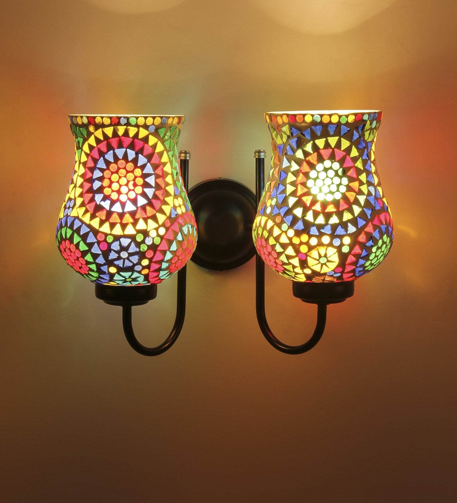 Ambika Home Dual wall Mounted Lamp with Mosaic Glass Decorative Wall Lamp for Living Room, Bedroom & Hallway - Image 3