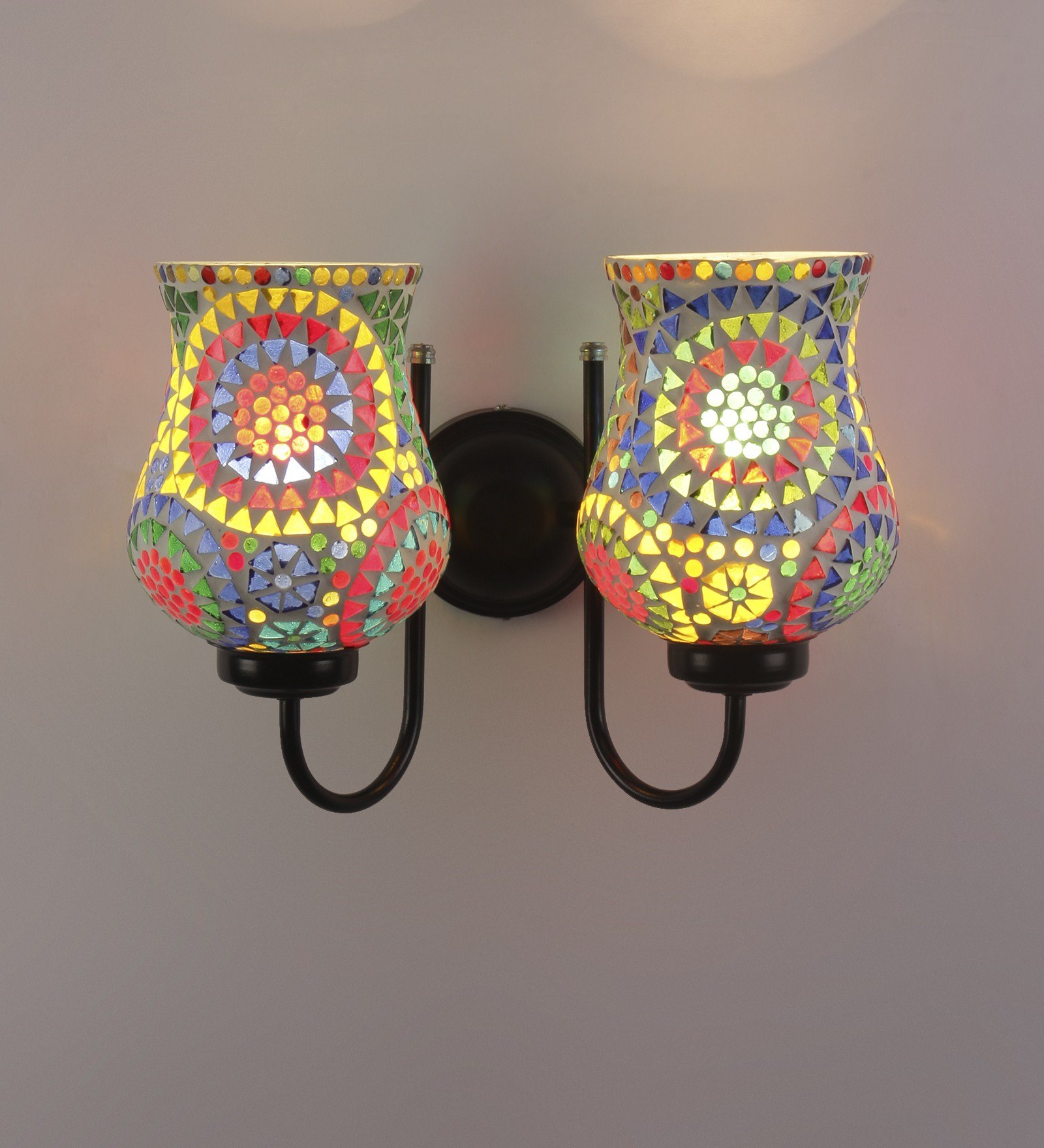 Ambika Home Dual wall Mounted Lamp with Mosaic Glass Decorative Wall Lamp for Living Room, Bedroom & Hallway - Image 4
