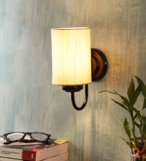 Ambika Home Off White Cotton Wall Mounted Lamp with Iron Base Decorative Wall Lamp for Living Room, Bedroom & Hallway