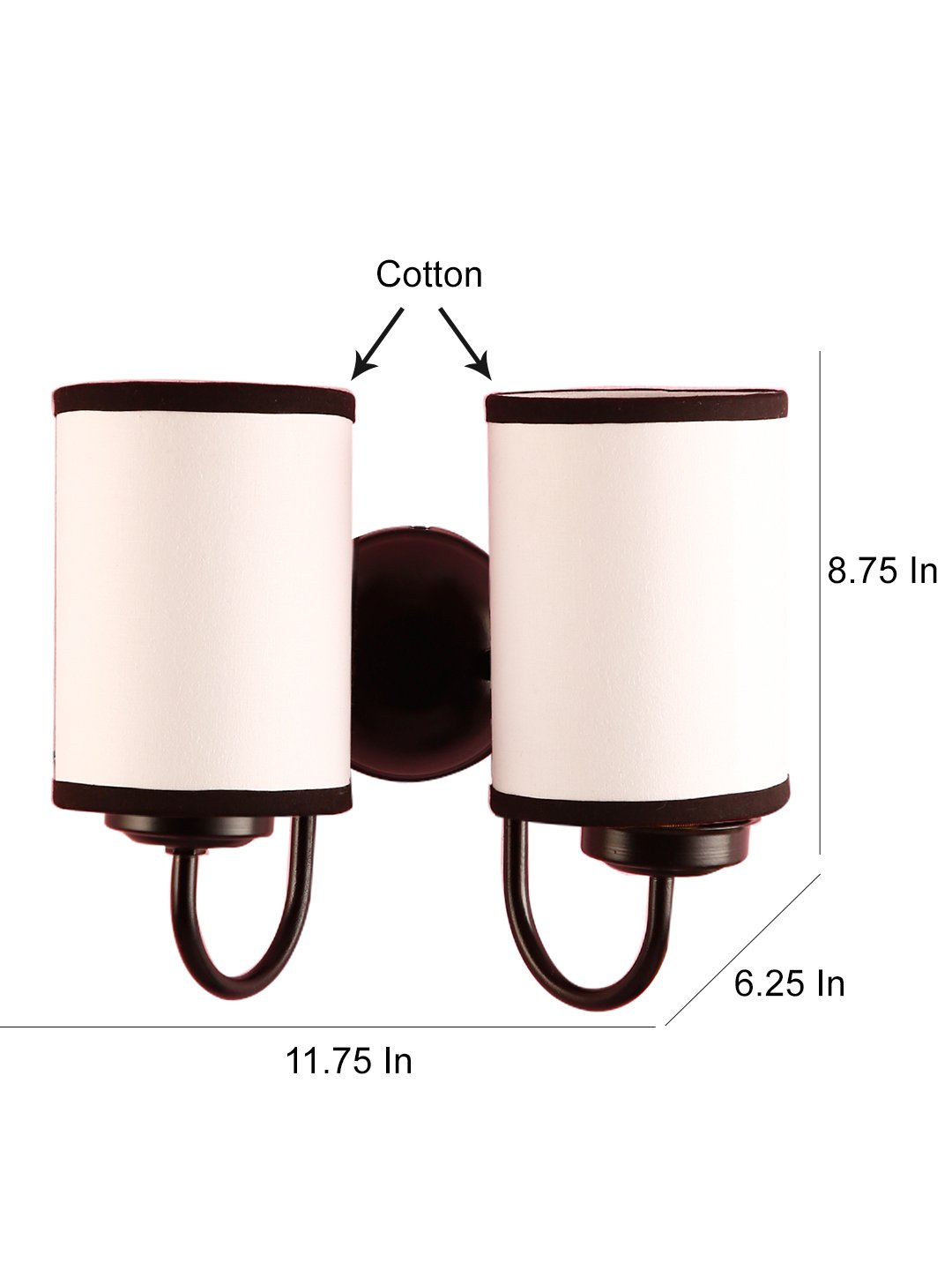 Ambika Home Dual White & Black cotton Wall mounted Lamp Iron Base Decorative Wall Lamp for Living Room, Bedroom & Hallway - Image 6