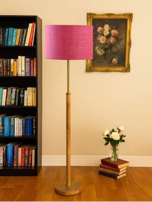 Ambika Home Pink  Shade Premium Floor Lamp for Living Room, Bedroom & Hallway | Decorative Standing Light | E27 Holder Included Bulb