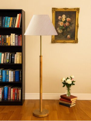 Ambika Home Off-white  Shade Premium Floor Lamp for Living Room, Bedroom & Hallway | Decorative Standing Light | E27 Holder Included Bulb
