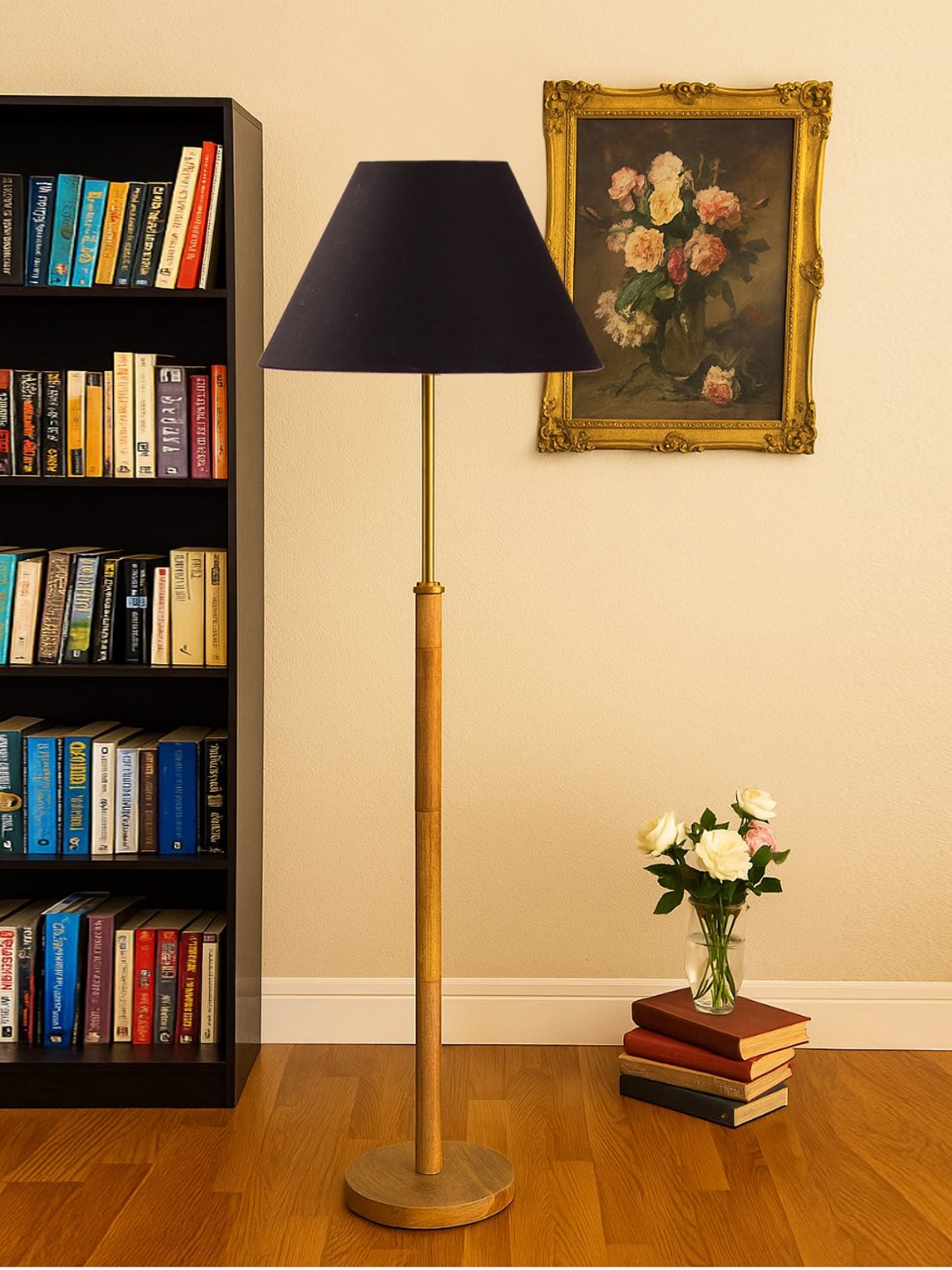 Ambika Home Black Shade Premium Floor Lamp for Living Room, Bedroom & Hallway | Decorative Standing Light | E27 Holder Included Bulb