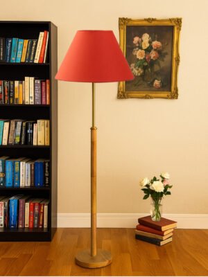 Ambika Home Orange  Shade Premium Floor Lamp for Living Room, Bedroom & Hallway | Decorative Standing Light | E27 Holder Included Bulb