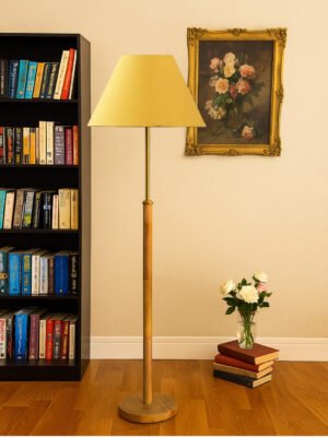 Ambika Home Yellow Shade Premium Floor Lamp for Living Room, Bedroom & Hallway | Decorative Standing Light | E27 Holder Included Bulb