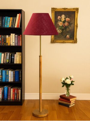 Ambika Home Maroon  Shade Premium Floor Lamp for Living Room, Bedroom & Hallway | Decorative Standing Light | E27 Holder Included Bulb
