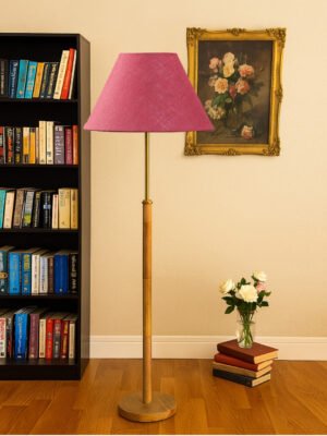 Ambika Home Pink  Shade Premium Floor Lamp for Living Room, Bedroom & Hallway | Decorative Standing Light | E27 Holder Included Bulb