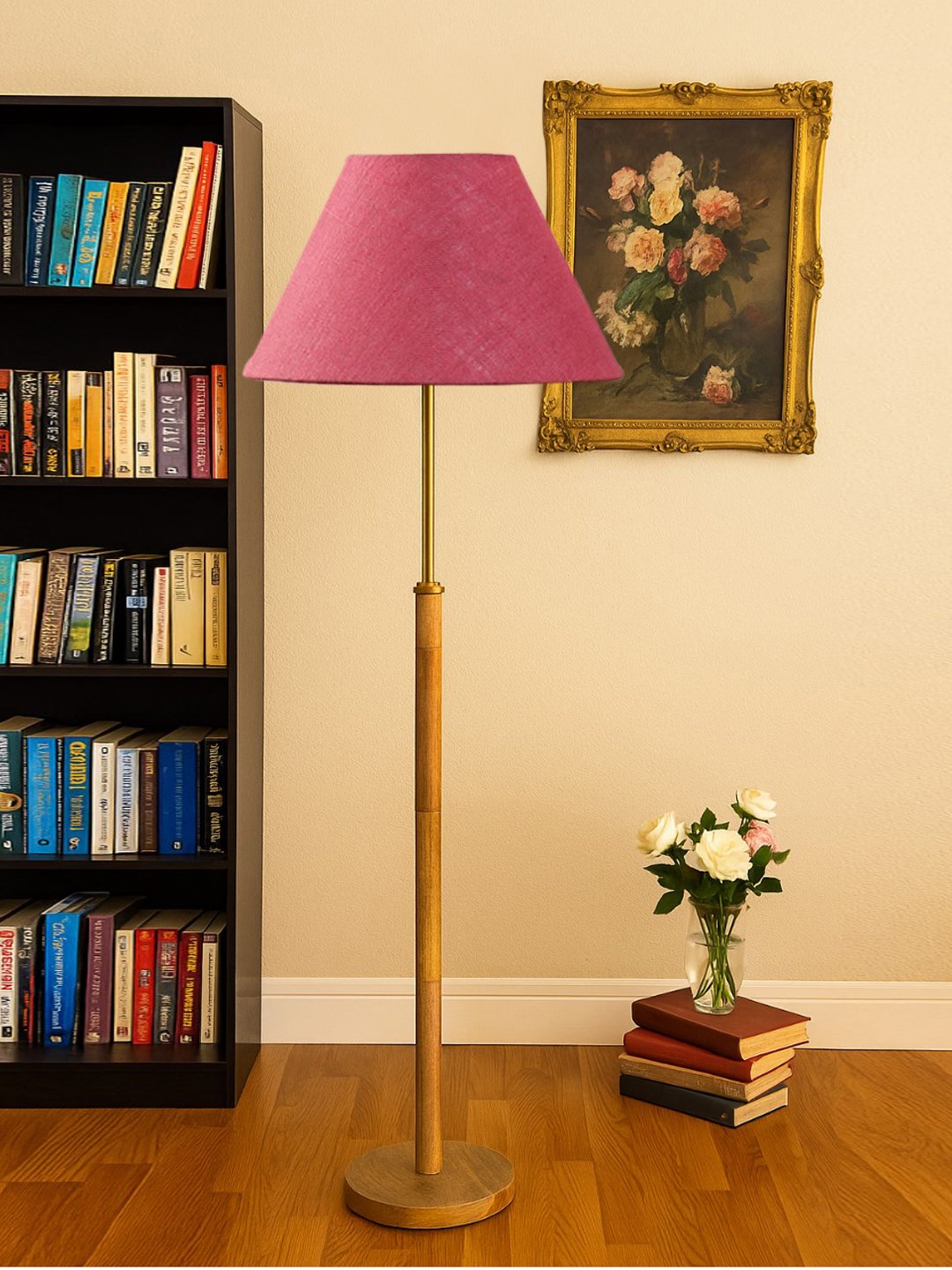 Ambika Home Pink Shade Premium Floor Lamp for Living Room, Bedroom & Hallway | Decorative Standing Light | E27 Holder Included Bulb