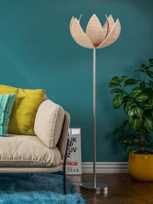 Ambika Home Contemporary Beige Steel Floor Lamp for Sophisticated Homes & Hotels | E27 Holder Included Bulb