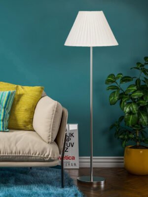 Ambika Home Heritage Off-white Steel Floor Light for Elegant Bedroom & Guest Room Styling | E27 Holder Included Bulb