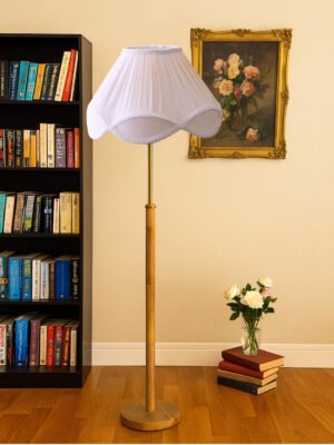 Ambika Home Off-white  Shade Premium Floor Lamp for Living Room, Bedroom & Hallway | Decorative Standing Light | E27 Holder Included Bulb