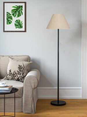 Ambika Home Elegant Off-white  Shade Floor Light for Lounge & Guest Room | E27 Holder Included Bulb