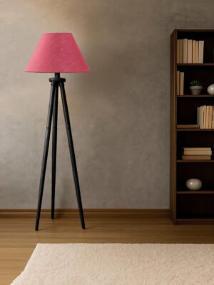 Ambika Home Designer Pink Wooden Tripod Floor Light for Living Space & Hotels | E27 Holder Included Bulb