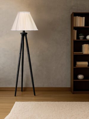 Ambika Home Modern Off-white Tripod Standing Lamp for Bedroom, Lounge & Reading Corner | E27 Holder Included Bulb