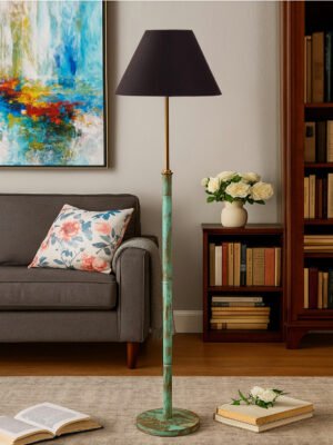 Ambika Home Black Shade Premium Floor Lamp for Living Room, Bedroom & Hallway | Decorative Standing Light | E27 Holder Included Bulb