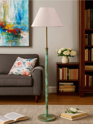 Ambika Home White  Shade Premium Floor Lamp for Living Room, Bedroom & Hallway | Decorative Standing Light | E27 Holder Included Bulb