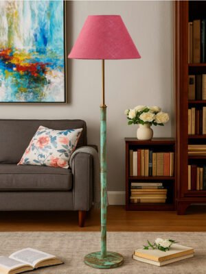Ambika Home Pink  Shade Premium Floor Lamp for Living Room, Bedroom & Hallway | Decorative Standing Light | E27 Holder Included Bulb