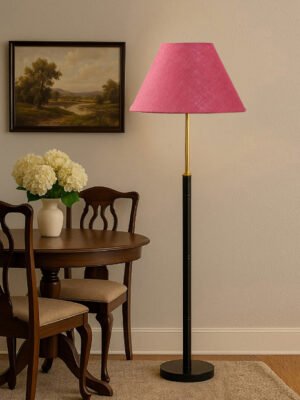 Ambika Home Pink  Shade Premium Floor Lamp for Living Room, Bedroom & Hallway | Decorative Standing Light | E27 Holder Included Bulb