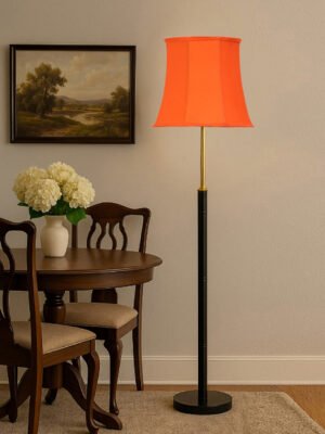 Ambika Home Orange  Shade Premium Floor Lamp for Living Room, Bedroom & Hallway | Decorative Standing Light | E27 Holder Included Bulb