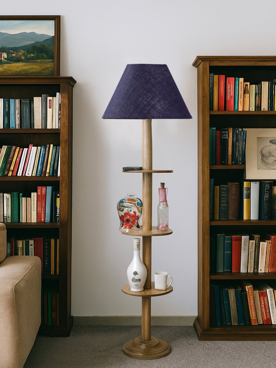 Ambika Home Blue Shade Premium Floor Lamp for Living Room, Bedroom & Hallway | Decorative Standing Light | E27 Holder Included Bulb