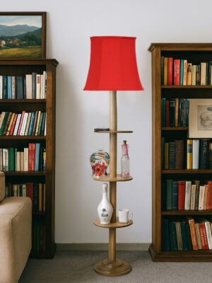 Ambika Home Red  Shade Premium Floor Lamp for Living Room, Bedroom & Hallway | Decorative Standing Light | E27 Holder Included Bulb