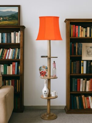 Ambika Home Orange  Shade Premium Floor Lamp for Living Room, Bedroom & Hallway | Decorative Standing Light | E27 Holder Included Bulb