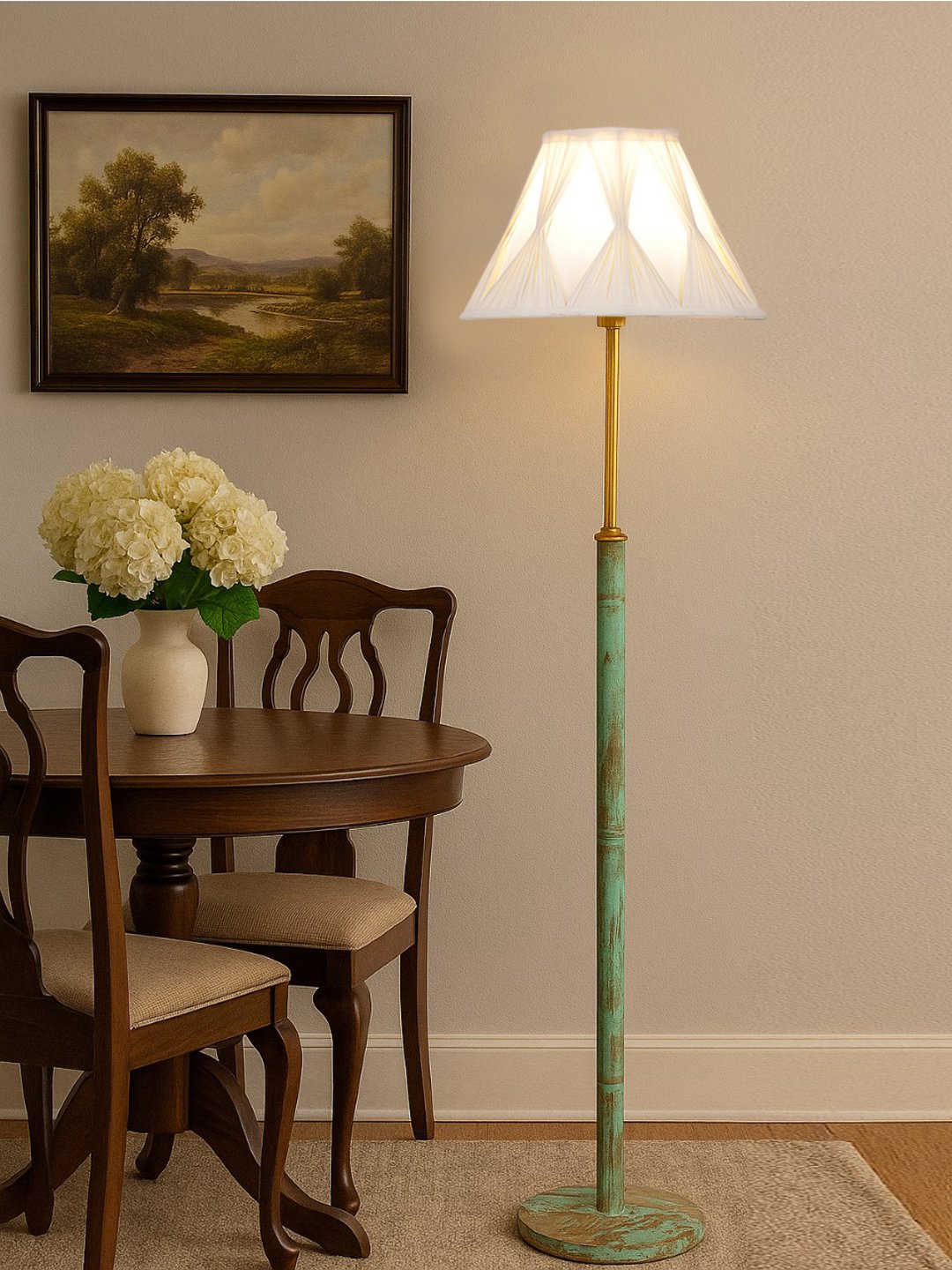 Ambika Home Off-white Shade Premium Floor Lamp for Living Room, Bedroom & Hallway | Decorative Standing Light | E27 Holder Included Bulb - Image 2