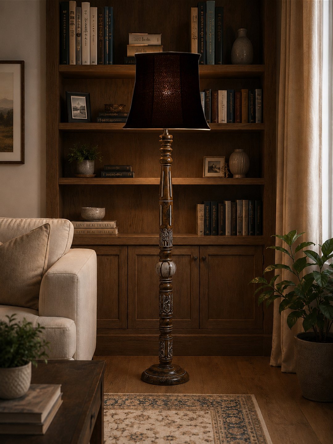 Ambika Home Velvet Glow White Brushed Floor Lamp | Premium Living Room, Bedroom & Hallway Lighting | E27 Holder & Bulb Included - Image 2