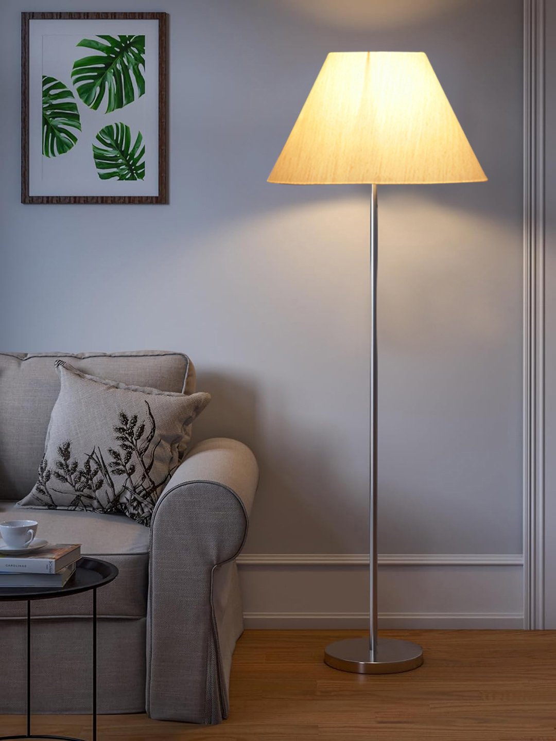 Ambika Home Grand Off-white Steel Standing Lamp for Lounge, Villa & Hotel Interiors | E27 Holder Included Bulb - Image 2
