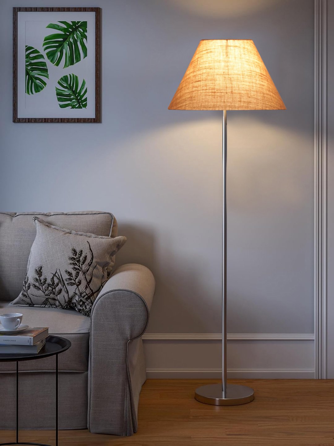 Ambika Home Premium Beige Designer Floor Lamp in Steel Finish for Modern Interiors | E27 Holder Included Bulb - Image 2