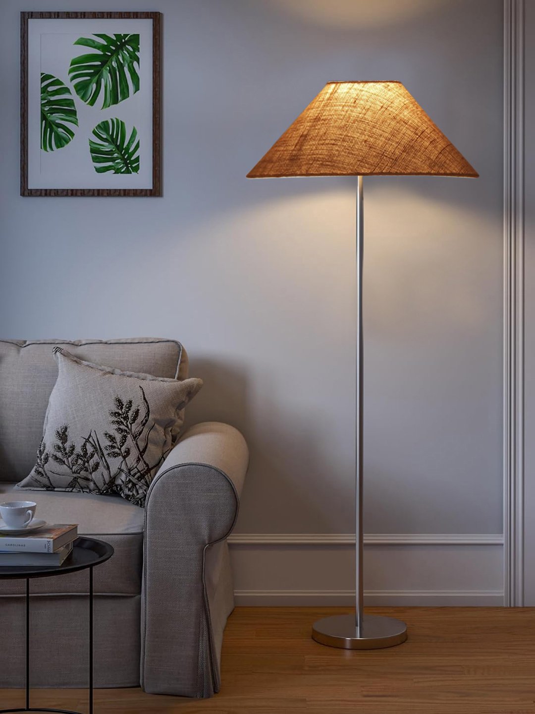 Ambika Home Luxury Beige Steel Floor Lamp for Designer Living Rooms | Premium Statement Lighting | E27 Holder Included Bulb - Image 2