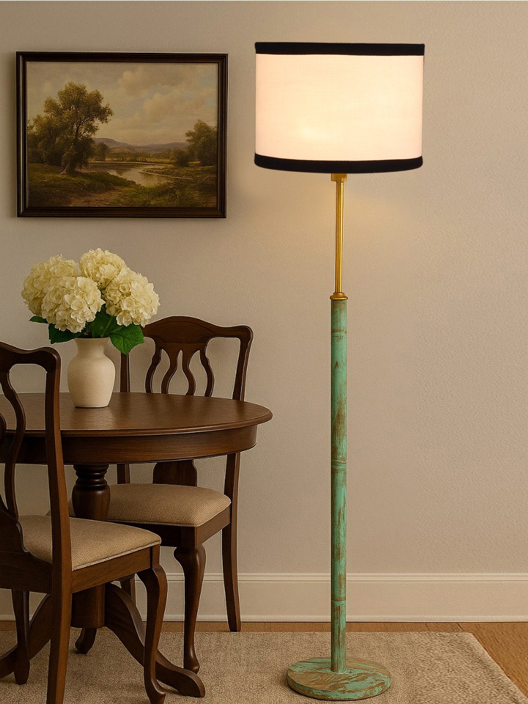 Ambika Home White Shade Premium Floor Lamp for Living Room, Bedroom & Hallway | Decorative Standing Light | E27 Holder Included Bulb - Image 2