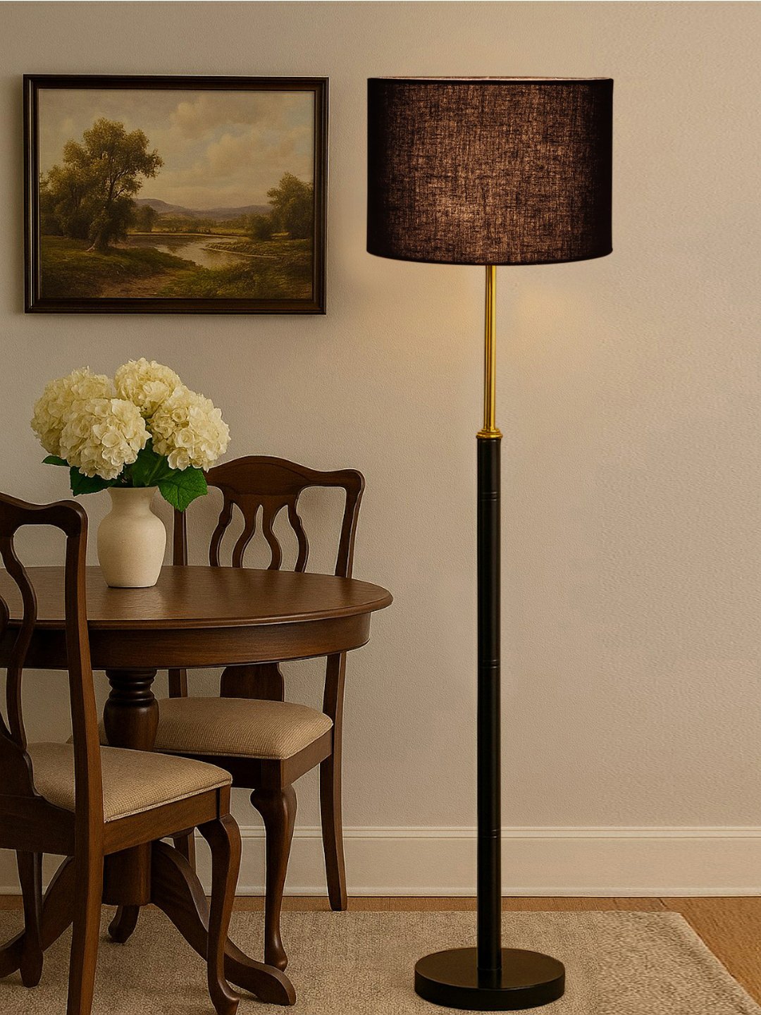 Ambika Home Black Shade Premium Floor Lamp for Living Room, Bedroom & Hallway | Decorative Standing Light | E27 Holder Included Bulb - Image 2