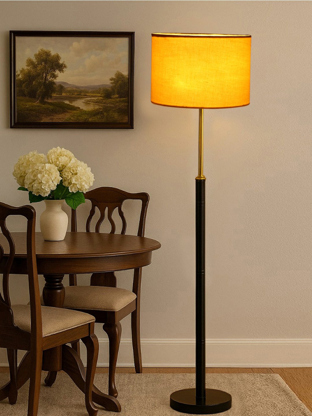 Ambika Home Yellow Shade Premium Floor Lamp for Living Room, Bedroom & Hallway | Decorative Standing Light | E27 Holder Included Bulb - Image 2