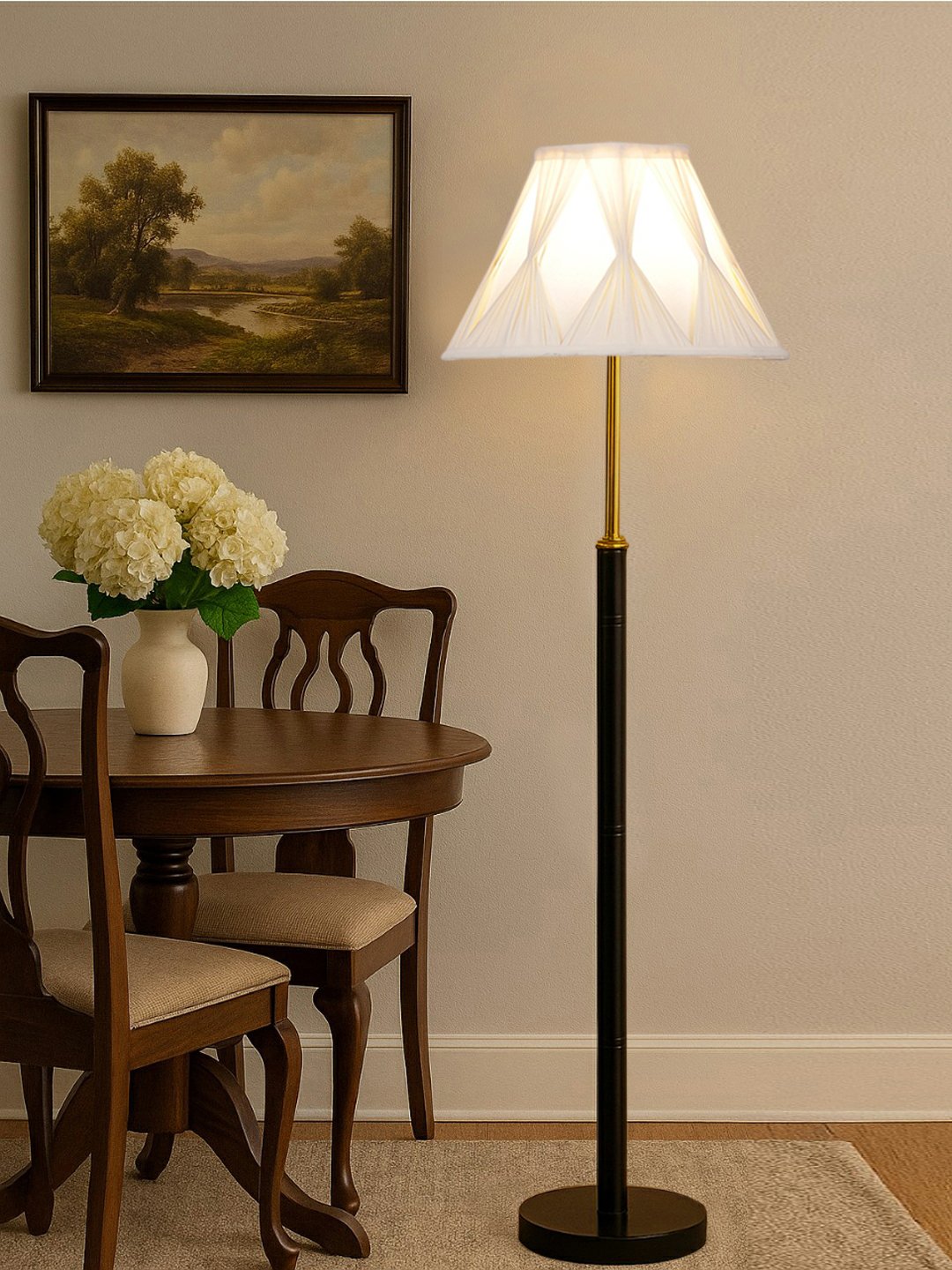 Ambika Home Off-white Shade Premium Floor Lamp for Living Room, Bedroom & Hallway | Decorative Standing Light | E27 Holder Included Bulb - Image 2